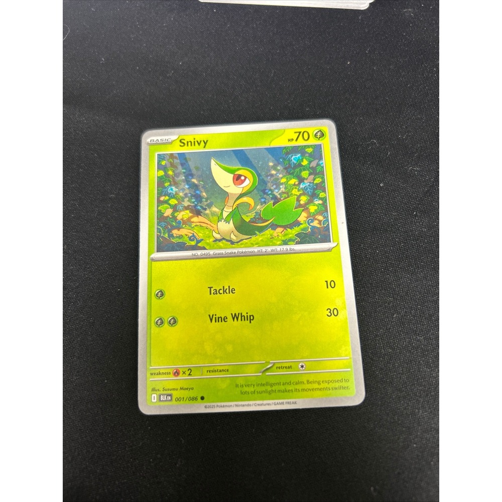 Snivy Pokemon Card - Grass Basic - 70 HP -‎ 001/086 - Holo Collectible